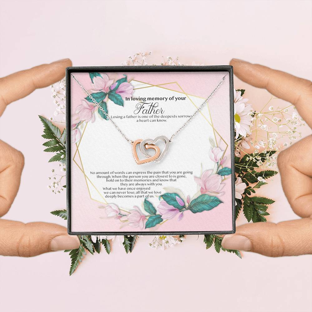 In Loving Memory Of Your Father Memorial Interlocking Hearts Pendant Necklace - Remembrance Bereavement Gifts