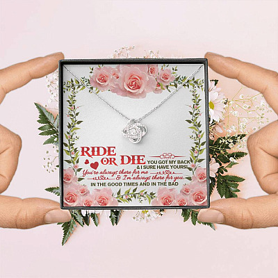 Ride Or Die You Got My Back Best Friends Love Knot Necklace - BFF Bestie Close Friend Friendship Jewelry