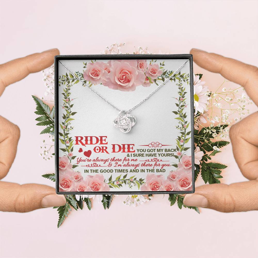 Ride Or Die You Got My Back Best Friends Love Knot Necklace - BFF Bestie Close Friend Friendship Jewelry