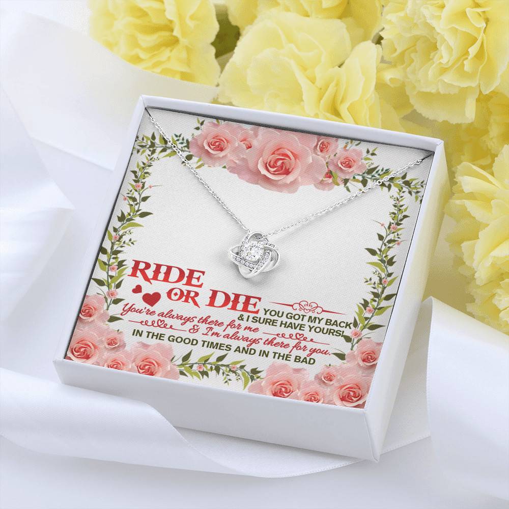 Ride Or Die You Got My Back Best Friends Love Knot Necklace - BFF Bestie Close Friend Friendship Jewelry