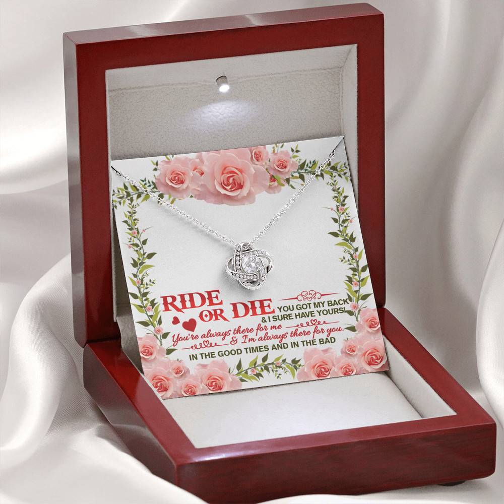 Ride Or Die You Got My Back Best Friends Love Knot Necklace - BFF Bestie Close Friend Friendship Jewelry