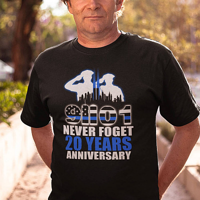 9/11 Police Never Forget 20 Years Anniversary T-shirt - V-neck - 9 11 01 20th Anniversary Shirt