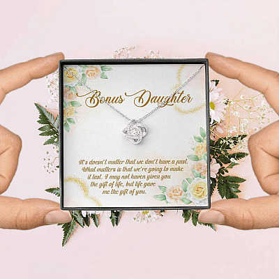 Bonus Daughter Life Give Me The Gift Of You Love Knot Necklace - Stepdaughter Step Daughter Jewelry Gifts