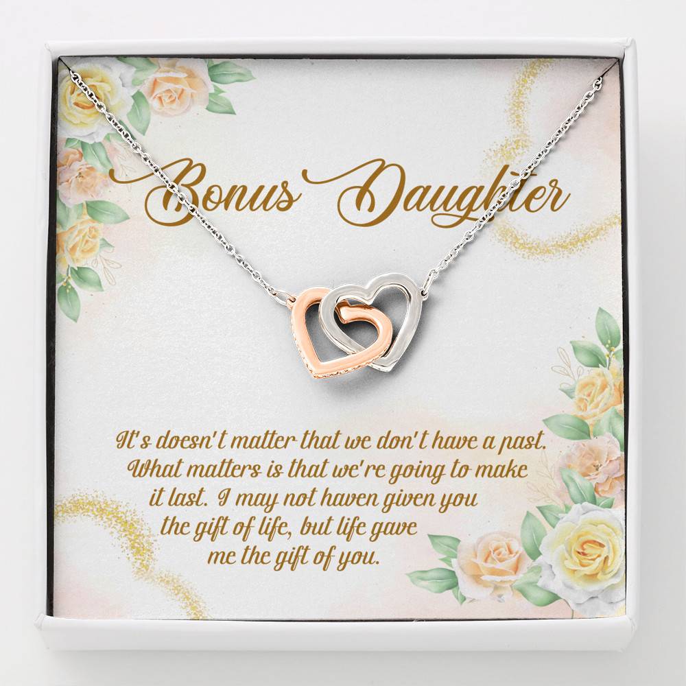Bonus Daughter Life Give Me Gift Of You Interlocking Hearts Pendant Necklace Stepdaughter Step Daughter Gifts - Interlocking Hearts Necklace