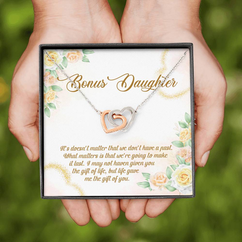 Bonus Daughter Life Give Me Gift Of You Interlocking Hearts Pendant Necklace Stepdaughter Step Daughter Gifts