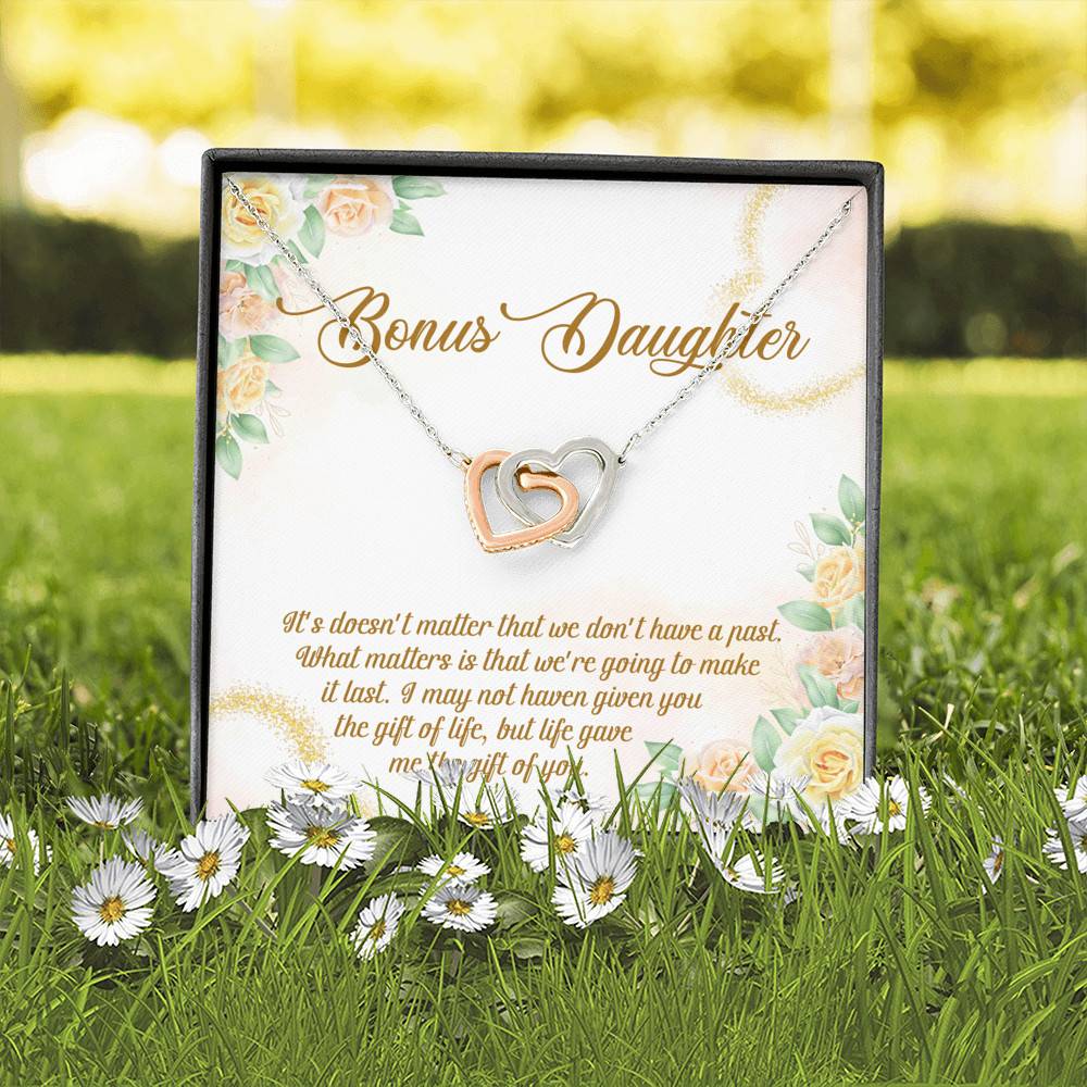 Bonus Daughter Life Give Me Gift Of You Interlocking Hearts Pendant Necklace Stepdaughter Step Daughter Gifts