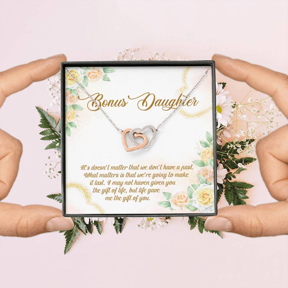 Bonus Daughter Life Give Me Gift Of You Interlocking Hearts Pendant Necklace Stepdaughter Step Daughter Gifts