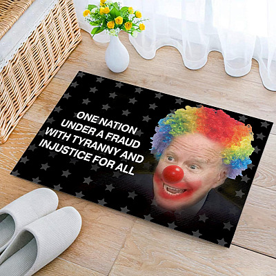 Alternative view of One Nation Under a Fraud with Tyranny and Injustice for All Doormat - Outdoor Indoor Doormat
