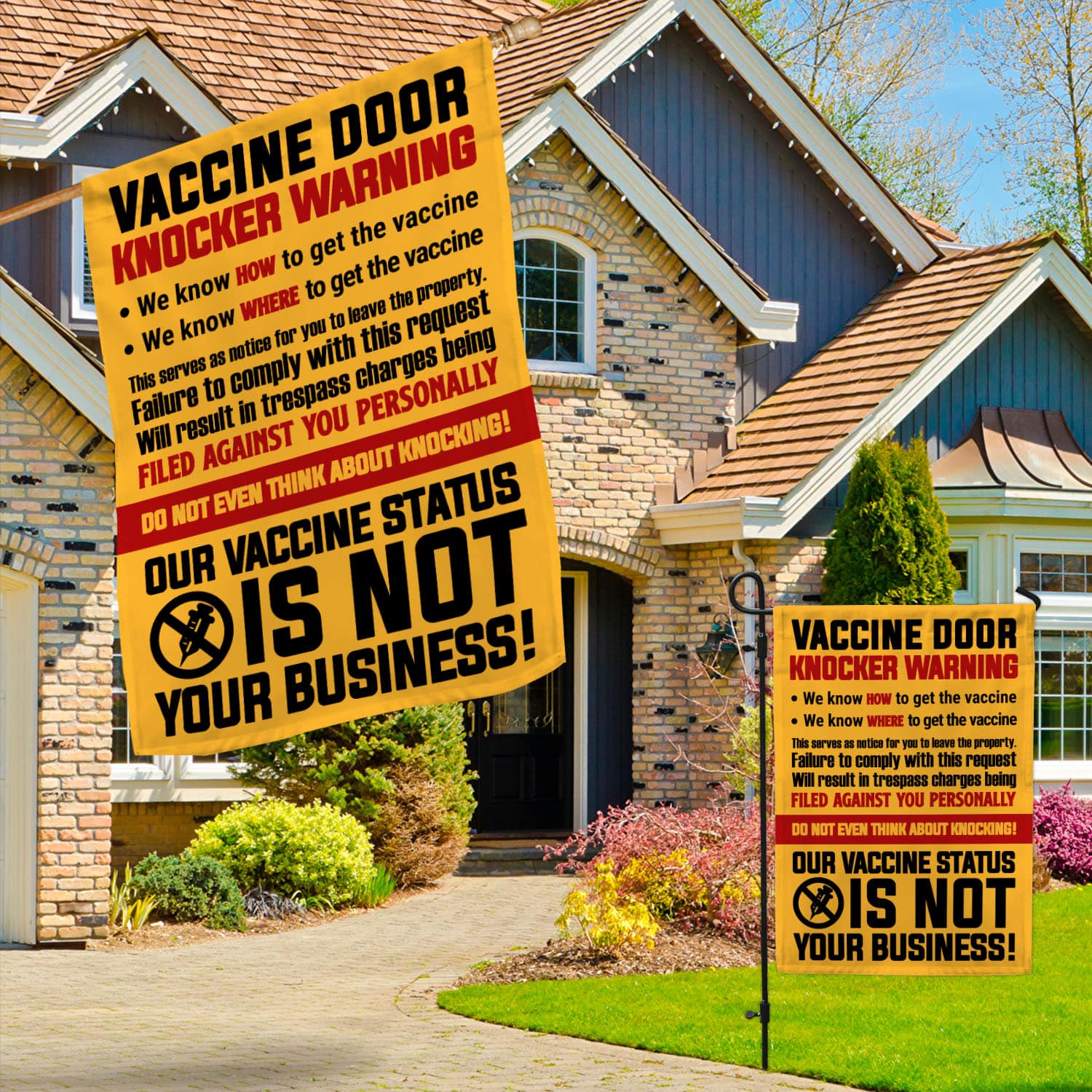 7MH. Vaccine Door Knocker 30x40 Garden & House Mockup 3