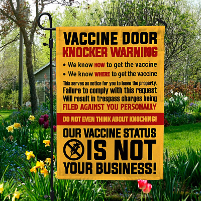 Vaccine Door Knocker Warning No Vaccine Soliciting Indoor Outdoor Garden Flag - Anti Vaccination House Flag