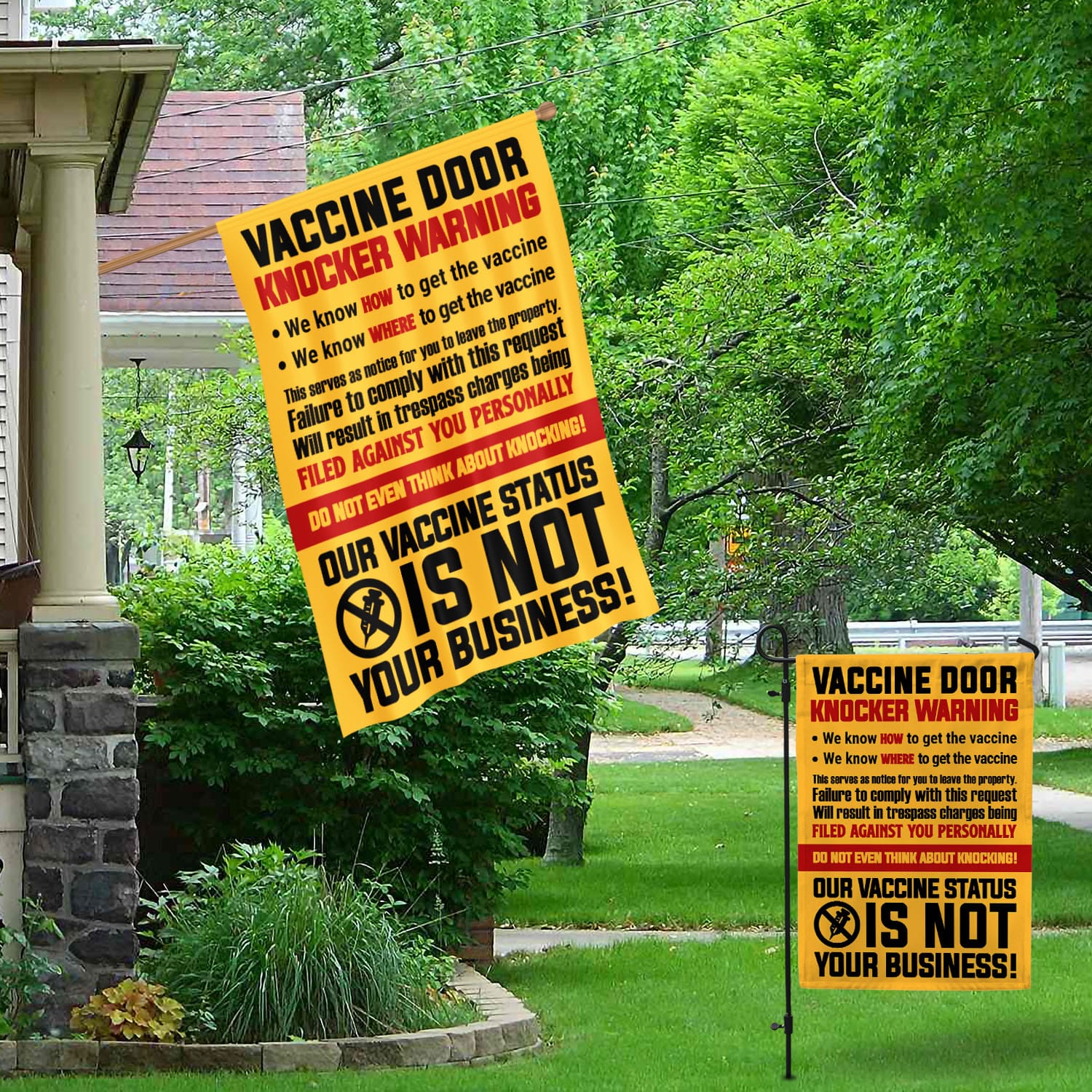 7MH. Vaccine Door Knocker 30x40 Garden & House Mockup 1
