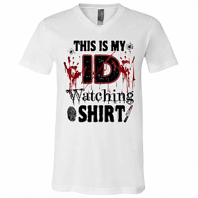 Funny Horror Movie T-Shirt - V-Shirt, White, V-Neck T-Shirt