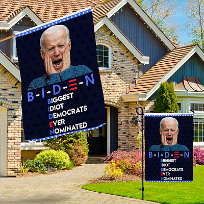 Alternative view of Funny Biden Biggest Idiot Democrats Ever Nominated Gardent Flag - Anti Joe Biden House Flag