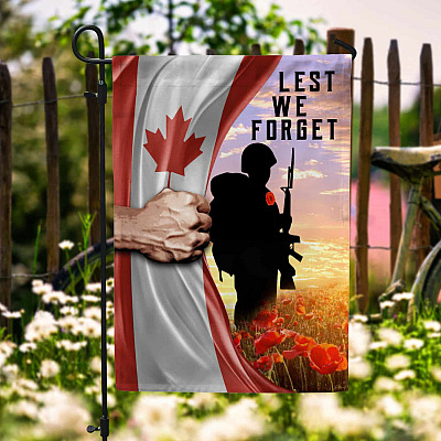 Lest We Forget Canada Veteran Garden Flag - Memorial Day Poppy Remembrance House Flag