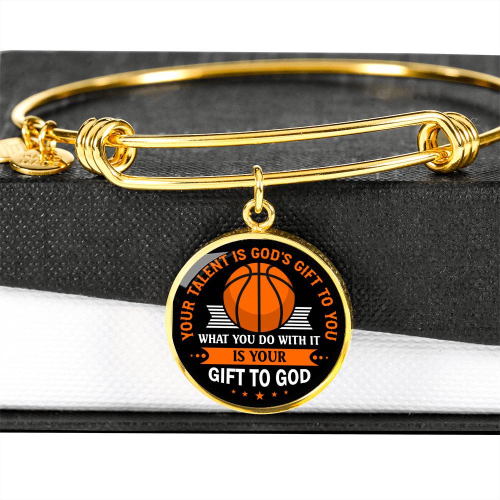 Basketball Your Talent Is God's Gift to You What You Do with It Is Your Gift to God Circle Pendant Necklace