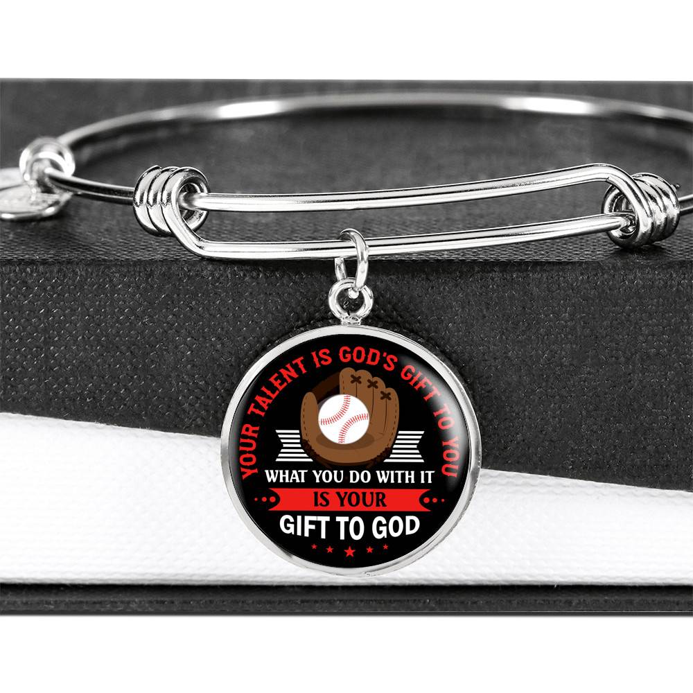 Baseball Your Talent Is God's Gift to You What You Do with It Is Your Gift to God Circle Pendant Necklace Baseball Your Talent Is God's Gift to You What You Do with It Is Your Gift to God Circle Pendant Necklace
