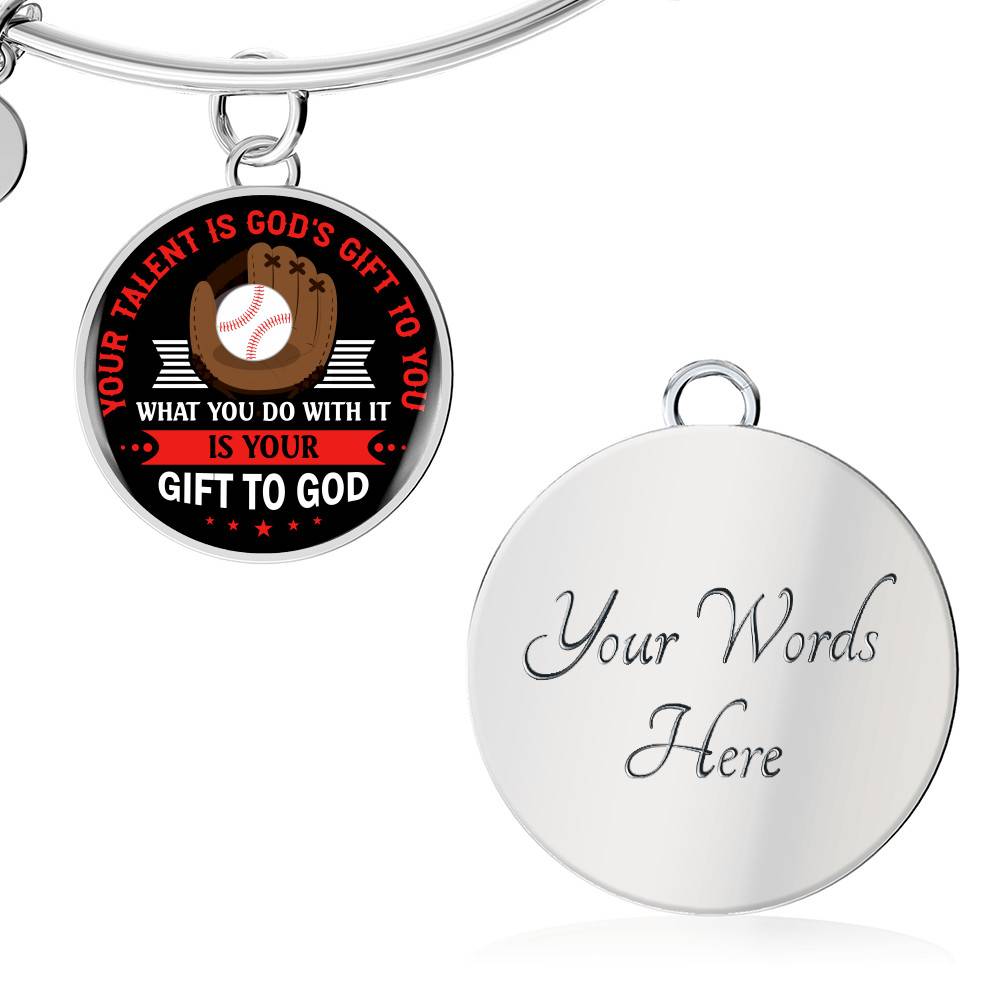 Baseball Your Talent Is God's Gift to You What You Do with It Is Your Gift to God Circle Pendant Necklace Baseball Your Talent Is God's Gift to You What You Do with It Is Your Gift to God Circle Pendant Necklace