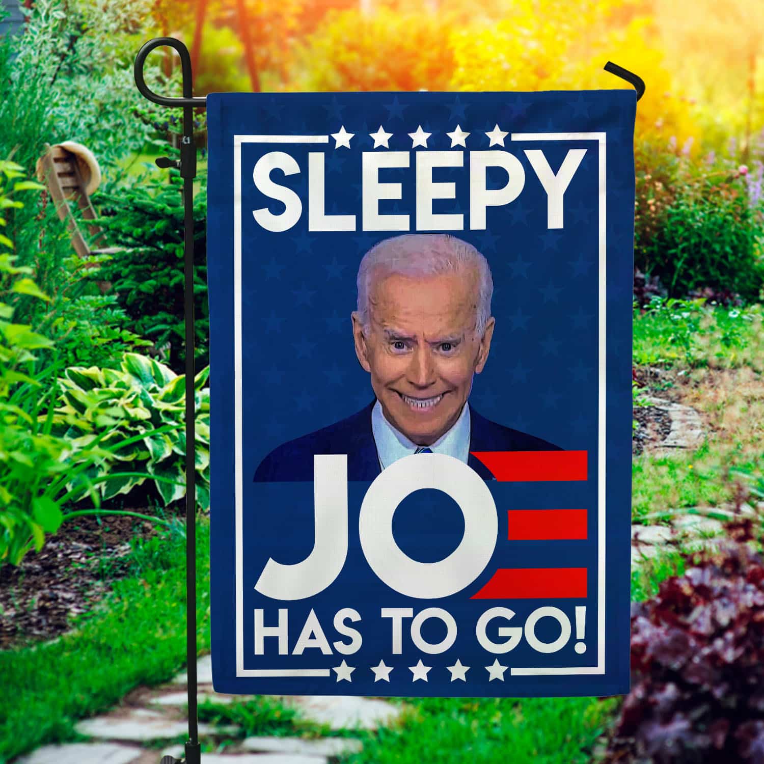 8MH. Sleepy Joe 30x40 Garden Flag Mockup 1