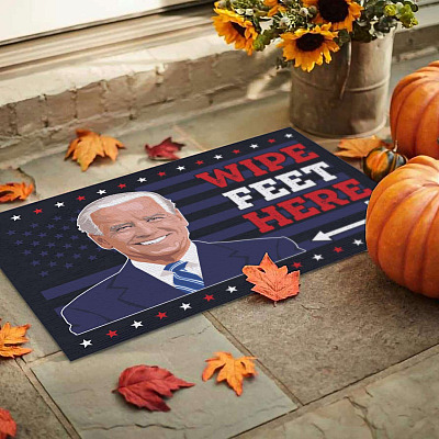 Alternative view of Wipe Feet Here Joe Biden Indoor Outdoor Doormat - Funny Anti Biden Doormat