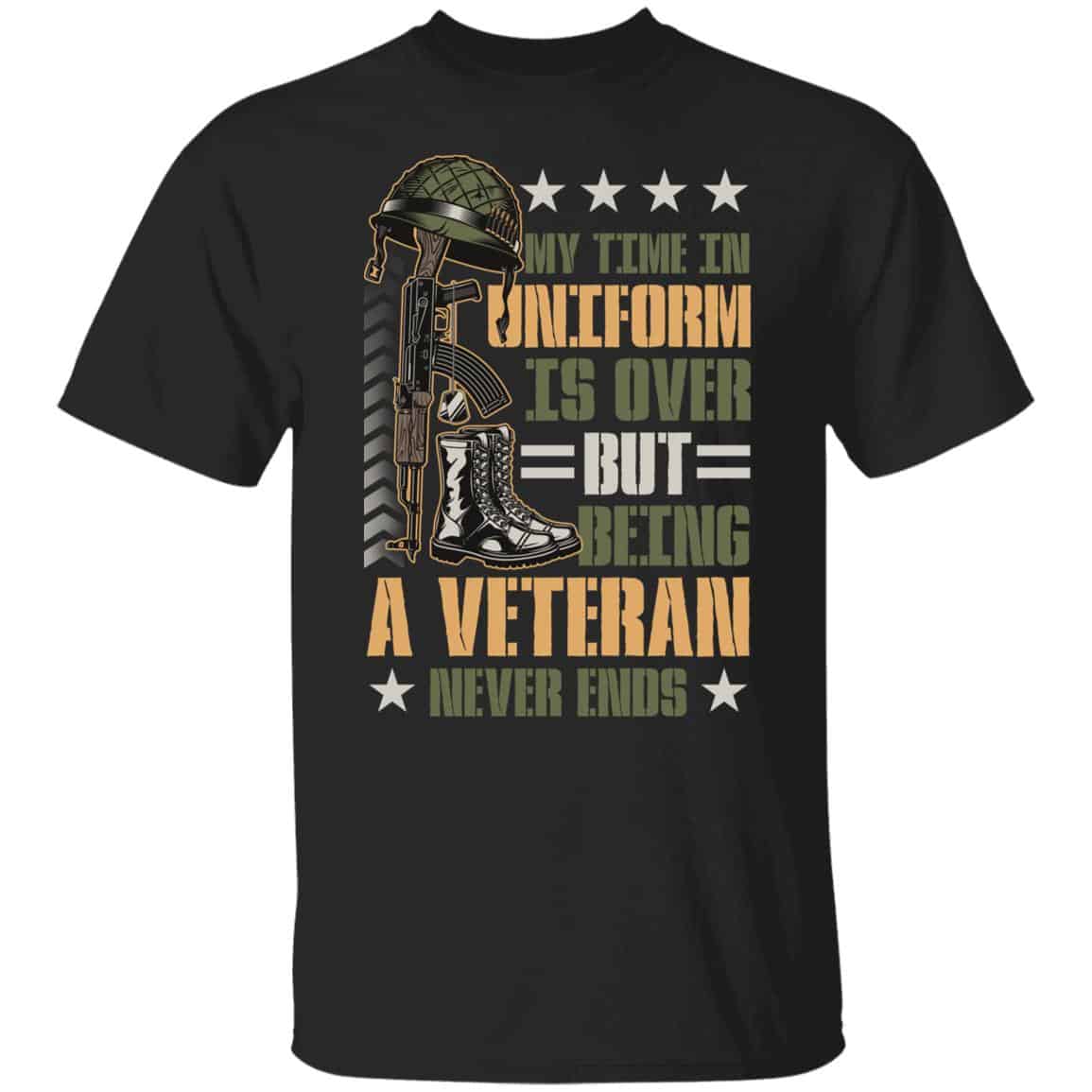 My Time In Uniform Is Over But Being Men, Black, Unisex T-Shirt