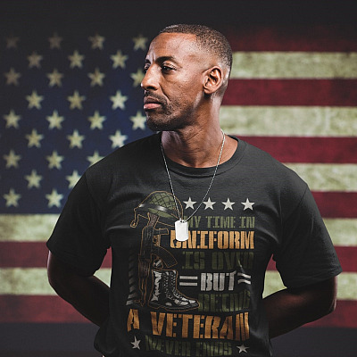 Alternative view of My Time In Uniform Is Over But Being A Veteran Never Ends T-Shirt - Proud Veteran Shirt - Veteran Gifts For Men
