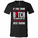 If You Think I'm A Bitch You Should Meet My, Black, V-Neck T-Shirt