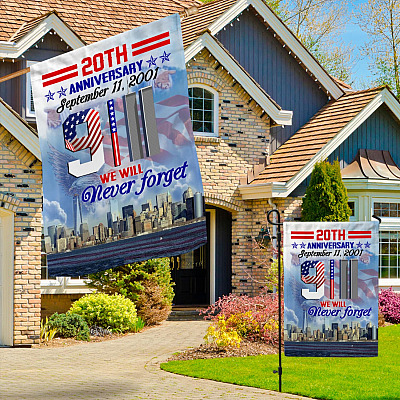 Alternative view of 20th Anniversary September 11 2021 We Will Never Forget Patriot Day Decorative Garden Flag - House Flag