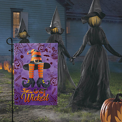 Alternative view of Get Wicked Witch Outdoor Indoor Decorative Garden Flag - House Flag - Wall Flag - Funny Halloween Flag