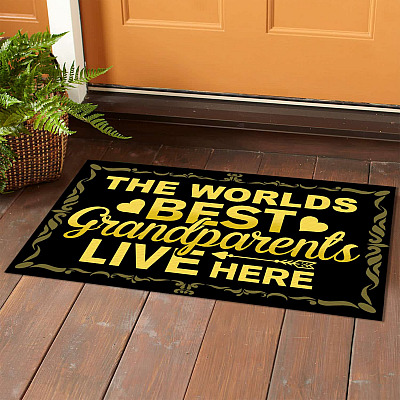 Alternative view of The Worlds Best Grandparents Live Here Funny Indoor Outdoor Decorative Doormat