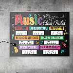 Music Class Rules Be Polite Be Respectful Be Positive Gallery Wrapped Framed Canvas Prints - Unframed Poster