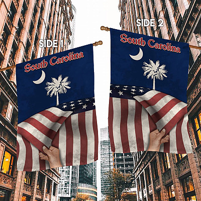 Alternative view of South Carolina American Flag Garden Flag - House Flag - Wall Flag