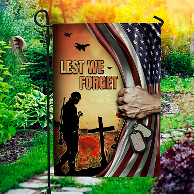 Lest We Forget American Decorative Garden Flag - Indoor Outdoor Flag - House Flag