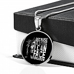 Because He Lives I Can Face Tomorrow Jesus Circle Pendant Necklace - Bangle