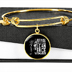 Because He Lives I Can Face Tomorrow Jesus Circle Pendant Necklace - Bangle