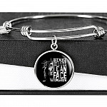 Because He Lives I Can Face Tomorrow Jesus Circle Pendant Necklace - Bangle