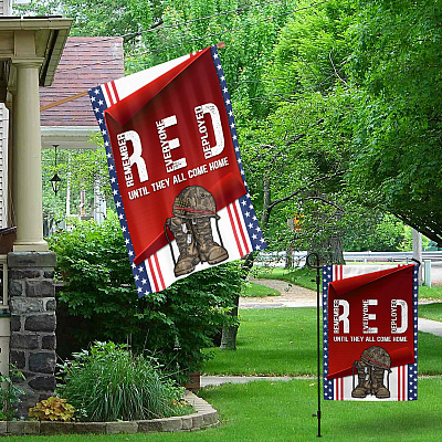 Alternative view of Remember Everyone Deployed Until They All Come Home Garden Flag - House Flag - Military Supportive Flag