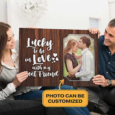 Alternative view of Custom Photo Lucky To Be In Love With My Best Friend Gallery Wrapped Framed Canvas Prints - Unframed Poster