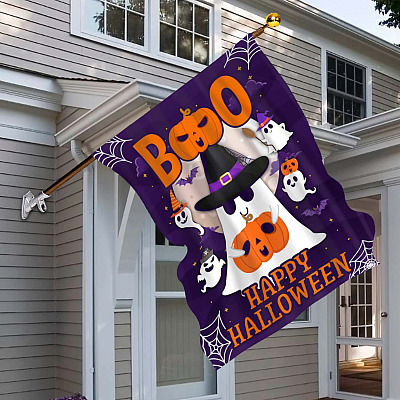 Boo Ghost Halloween Outdoor Decorative Garden Flag - House Flag - Gifts for Halloween Christmas Birthday Friends