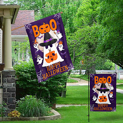 Alternative view of Boo Ghost Halloween Outdoor Decorative Garden Flag - House Flag - Gifts for Halloween Christmas Birthday Friends