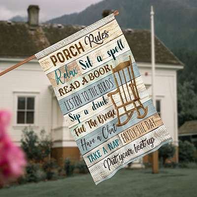 Porch Rules Outdoor Decorative Garden Flag - House Flag