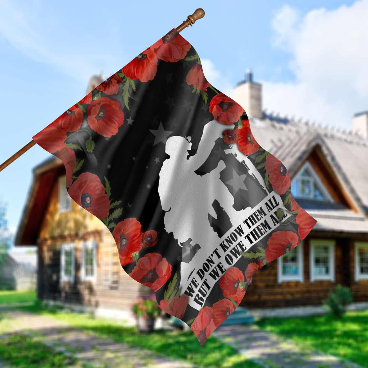 4O. Know All Them-30x40 - Side 1 House Flag Mockup 5