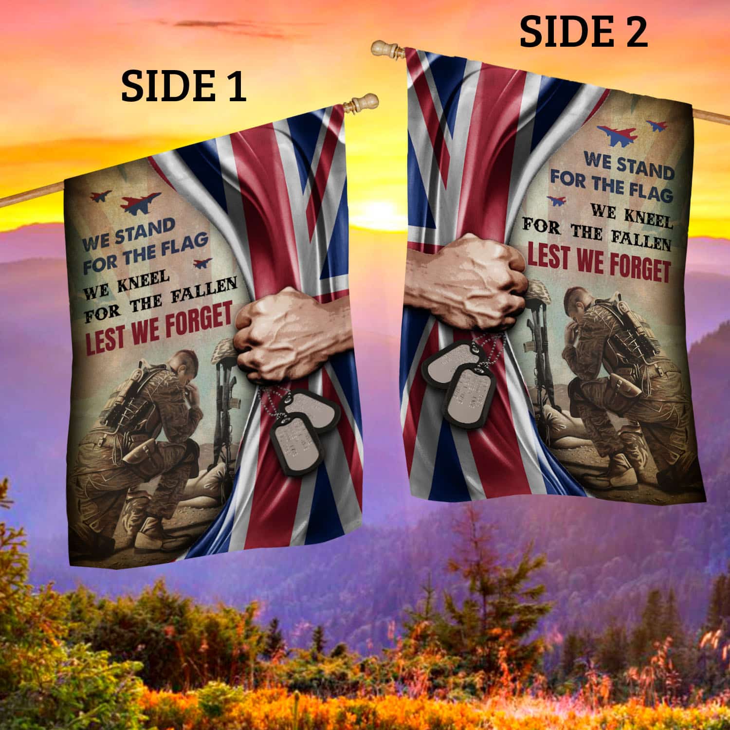 4Th. Stand For The Flag House Flag Mockup 2 Side