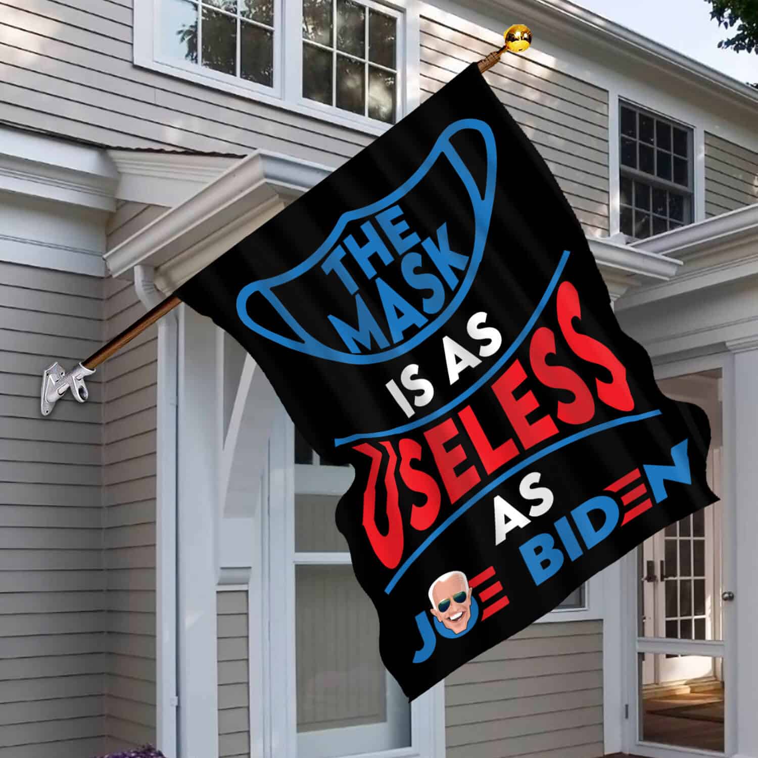 10TM. Mask Useless 30x40 House Flag Mockup 6