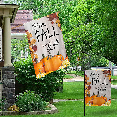 Alternative view of Happy Fall Y'all Thanksgiving Garden Flag - Thanksgiving House Flag - Thanksgiving Flag