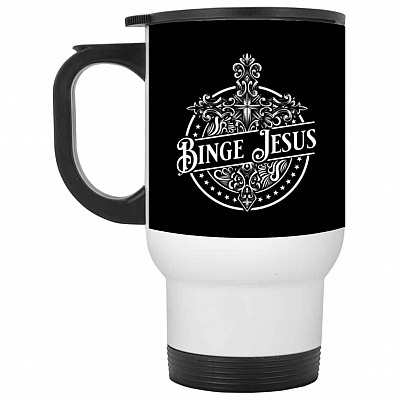 14 oz. White Travel Mug