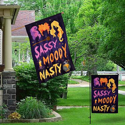 Alternative view of Sassy Moody Nasty Sanderson Sisters Decorative Garden Flag - Indoor Outdoor Flag - House Flag