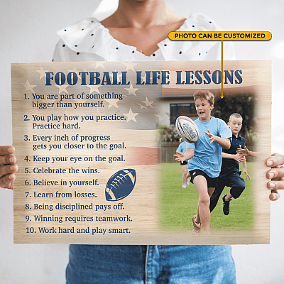 Alternative view of Custom Photo Football Life Lessons You Are Part Of Something Bigger Than Yourself Framed Canvas Prints - Unframed Poster
