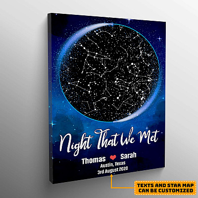 Alternative view of Custom Constellation Map Night That We Met Wedding Anniversary Gifts Framed Canvas Prints - Couples Engagement Gift Unframed Poster