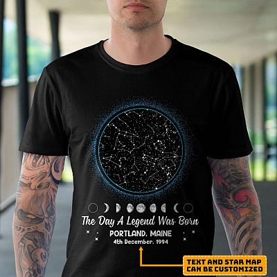 The Day A Legend Was Born Personalized Star Map Shirt - Hoodie - Sweatshirt - Custom Star Map Birthday Gifts
