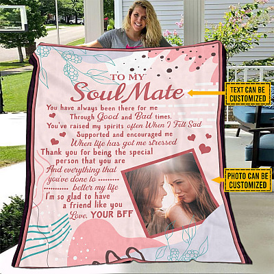 Alternative view of Personalized Photo To My Bestie You Have Always Been There For Me Fleece Blanket - Mink Sherpa Blanket - Woven Blanket